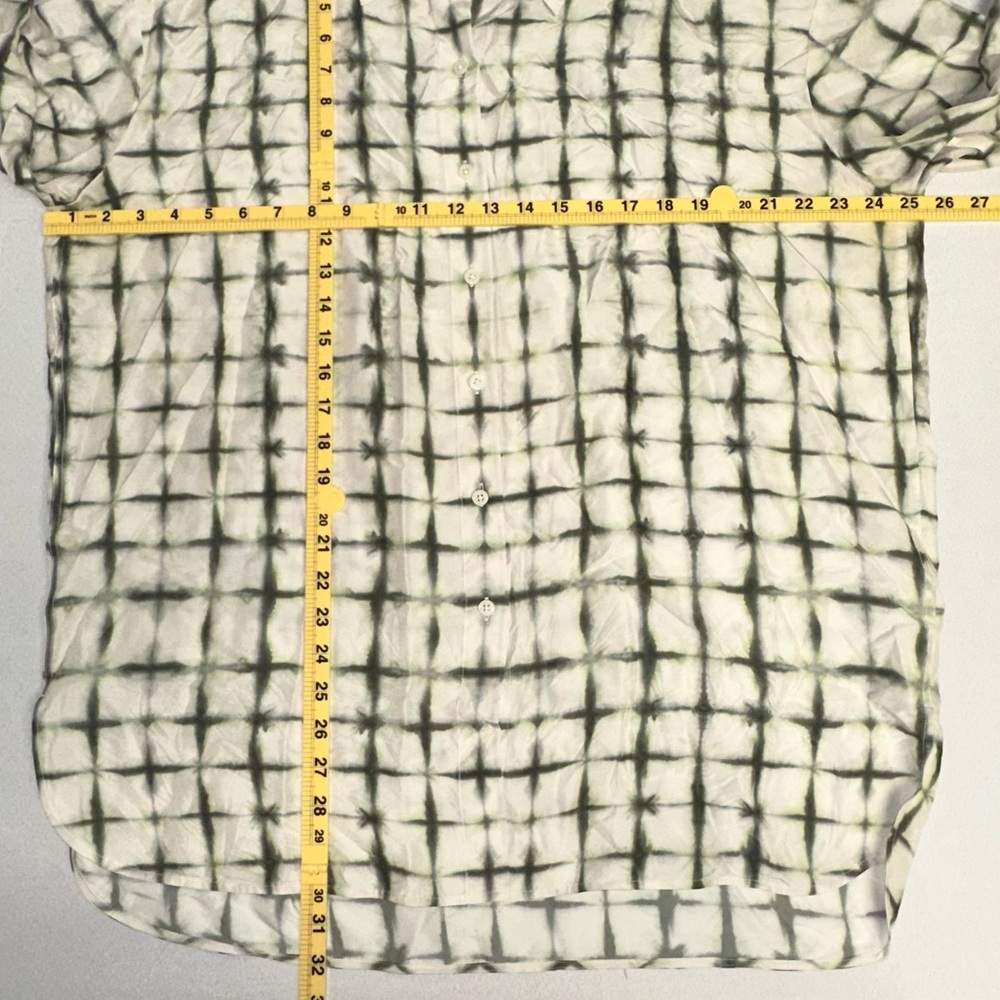 COS • 100% Silk Print Blouse **SEE MEASUREMENTS** Off-White Green Oversized - Picture 15 of 15